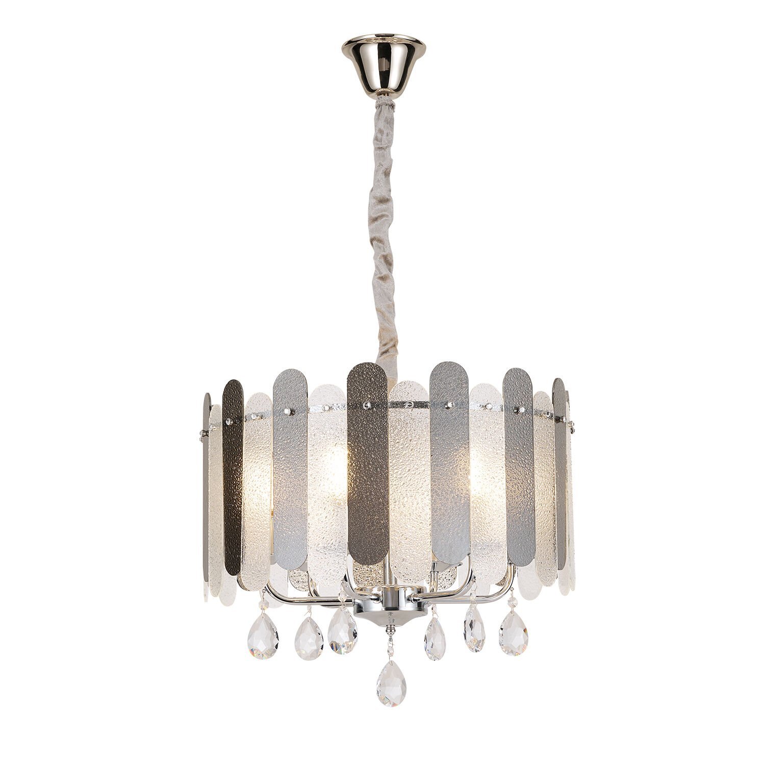 Madera 50'Lik Krom Füme Camlı Kristal Taşlı Avize