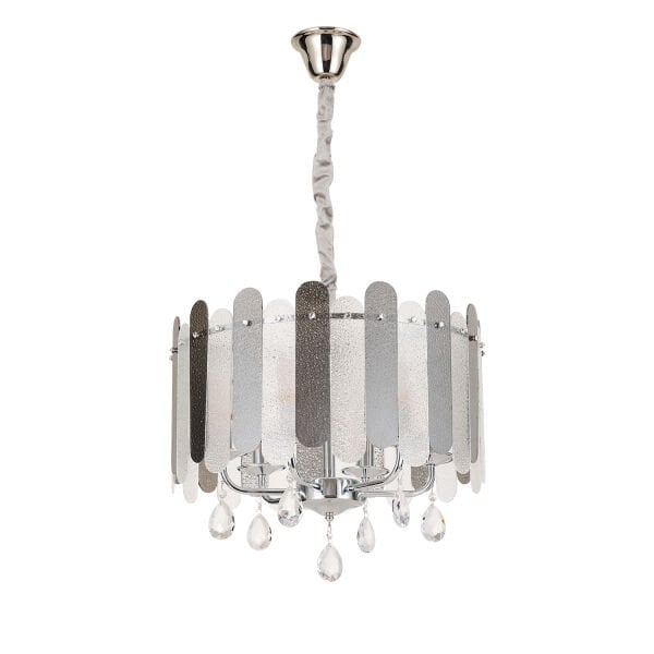 Madera 50'Lik Krom Füme Camlı Kristal Taşlı Avize