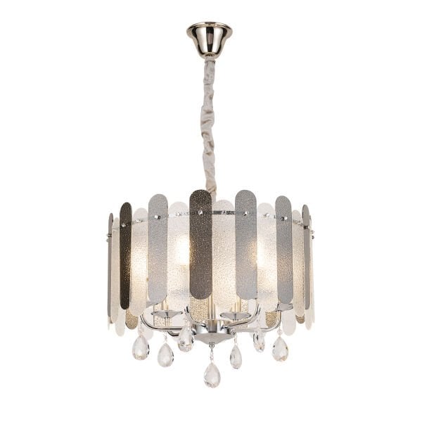 Madera 50'Lik Krom Füme Camlı Kristal Taşlı Avize