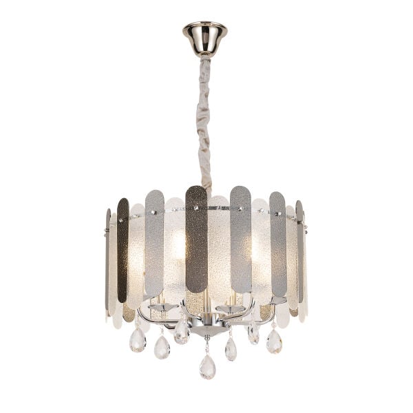 Madera 50'Lik Krom Füme Camlı Kristal Taşlı Avize
