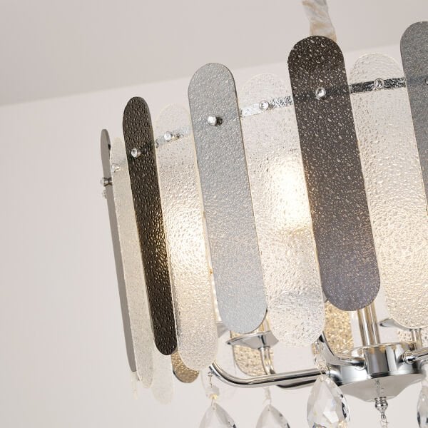 Madera 50'Lik Krom Füme Camlı Kristal Taşlı Avize