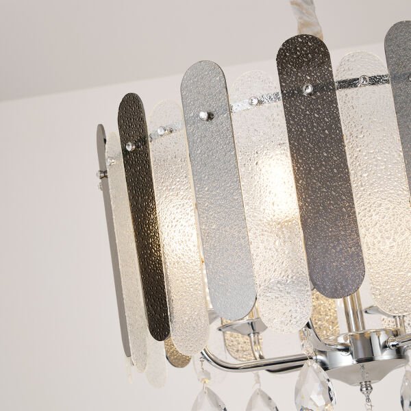 Madera 50'Lik Krom Füme Camlı Kristal Taşlı Avize