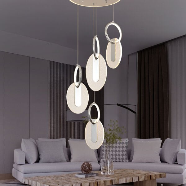 Enola 4 lü Yuvarlak 79 watt Ledli Modern Tasarım Oturma Odası Salon Avize