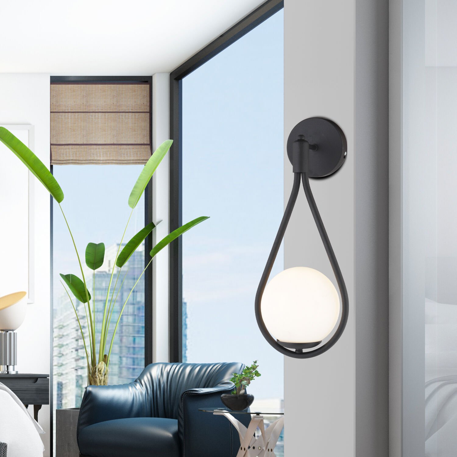 Aplik Mirza Tekli Siyah Beyaz Camlı Modern Duvar Aplik Yatak Başı Salon Aplik