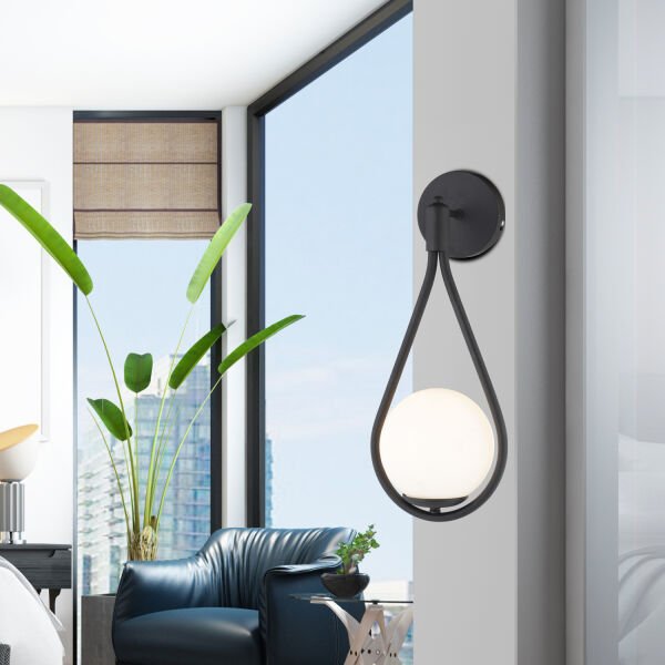 Aplik Mirza Tekli Siyah Beyaz Camlı Modern Duvar Aplik Yatak Başı Salon Aplik