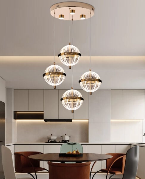 Barkın 4'Lü 24 Watt Yuvarlak Gold Ledli Modern Salon Avize
