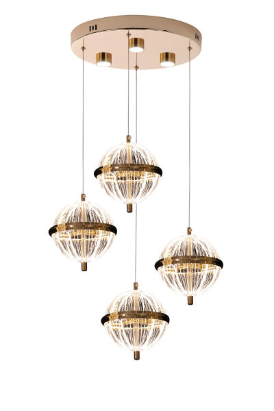 Barkın 4'Lü 24 Watt Yuvarlak Gold Ledli Modern Salon Avize