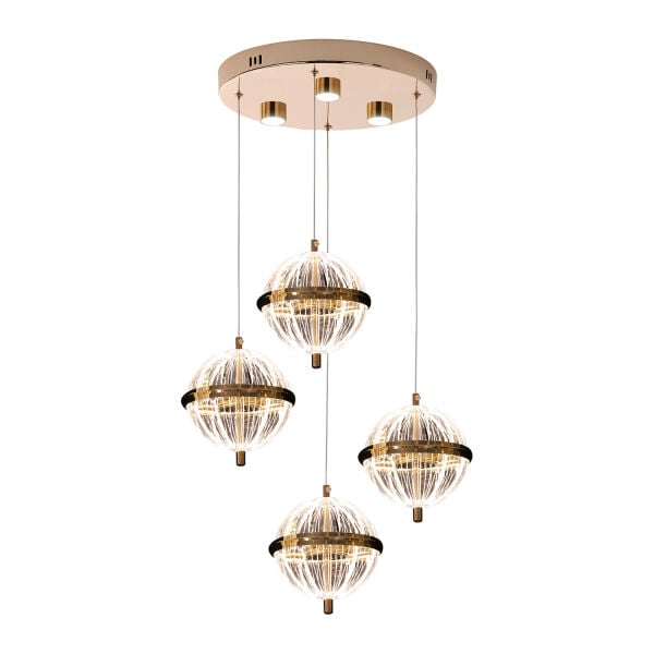 Barkın 4'Lü 24 Watt Yuvarlak Gold Ledli Modern Salon Avize