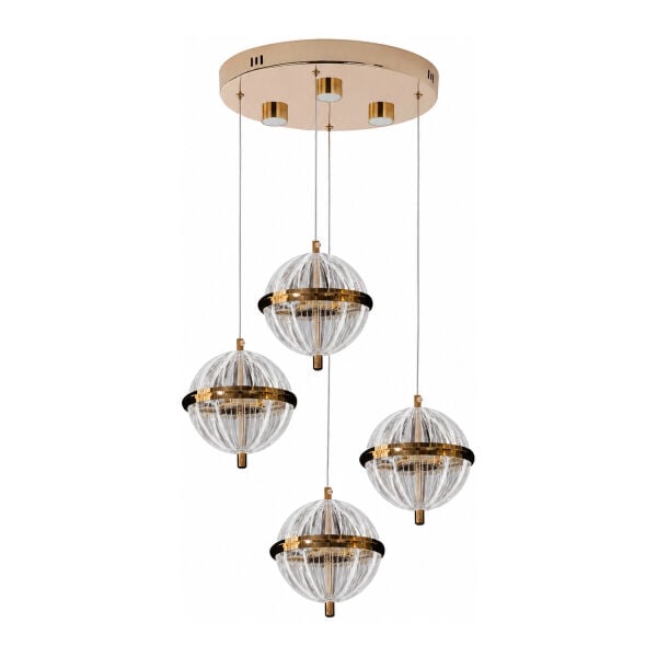 Barkın 4'Lü 24 Watt Yuvarlak Gold Ledli Modern Salon Avize