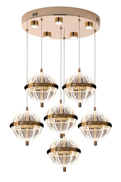 Barkın 6'Lı 40 Watt Yuvarlak Gold Ledli Modern Salon Avize