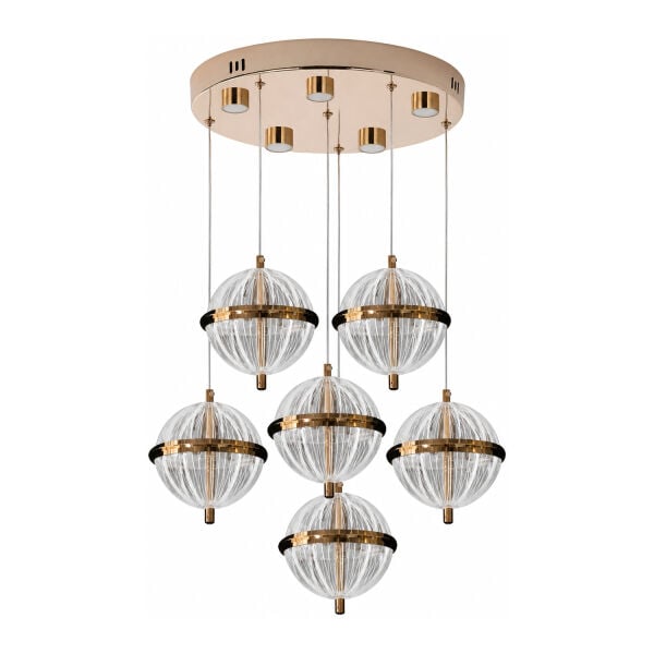 Barkın 6'Lı 40 Watt Yuvarlak Gold Ledli Modern Salon Avize