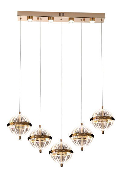 Barkın 5'Li 37 Watt Sıralı Gold Ledli Modern Salon Avize