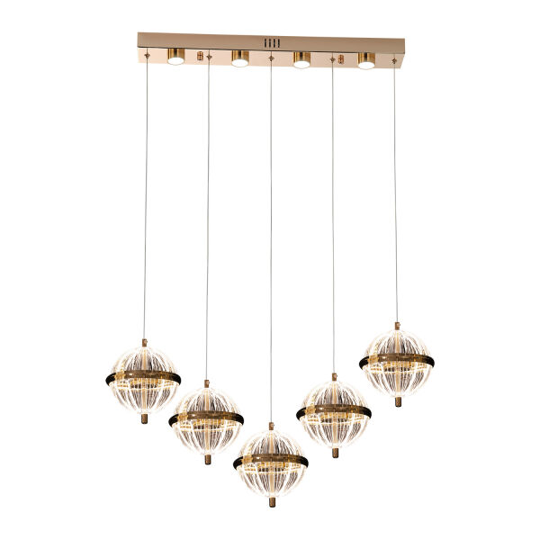 Barkın 5'Li 37 Watt Sıralı Gold Ledli Modern Salon Avize
