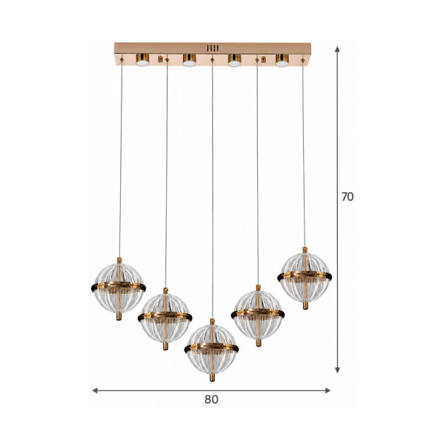 Barkın 5'Li 37 Watt Sıralı Gold Ledli Modern Salon Avize
