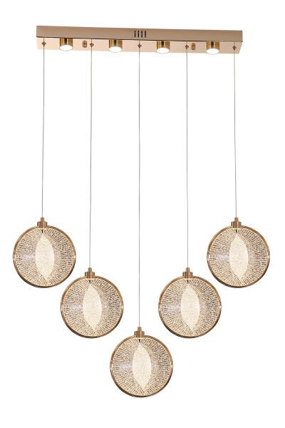 Edward 5'Li 67 Watt Sıralı Gold Ledli Modern Salon Avize