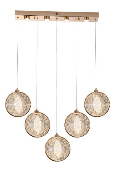 Edward 5'Li 67 Watt Sıralı Gold Ledli Modern Salon Avize