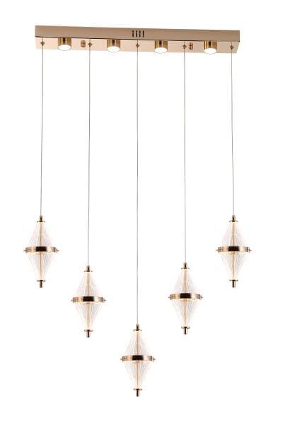 Edward 5'Li 67 Watt Sıralı Gold Ledli Modern Salon Avize