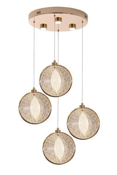 Edward 4'Lü 42 Watt Yuvarlak Gold Ledli Modern Salon Avize