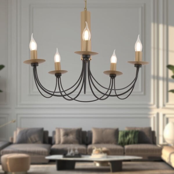 Joyce 5'li Siyah Eskitme Yuvarlak Modern Oturma Odası Salon Avize