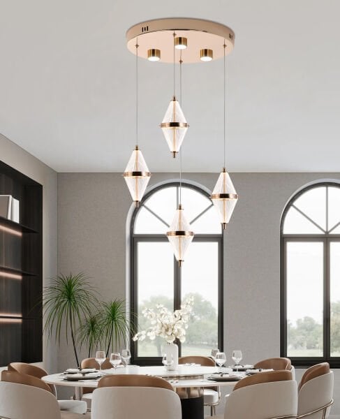 Harold 4'Lü 24 Watt Yuvarlak Gold Ledli Modern Salon Avize