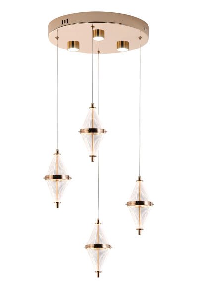 Harold 4'Lü 24 Watt Yuvarlak Gold Ledli Modern Salon Avize