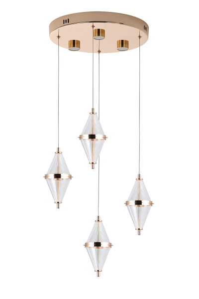 Harold 4'Lü 24 Watt Yuvarlak Gold Ledli Modern Salon Avize