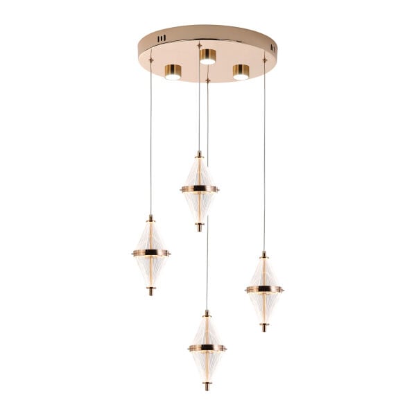 Harold 4'Lü 24 Watt Yuvarlak Gold Ledli Modern Salon Avize