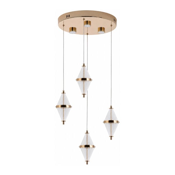 Harold 4'Lü 24 Watt Yuvarlak Gold Ledli Modern Salon Avize