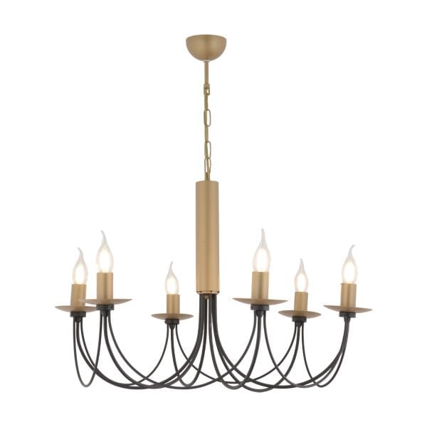 Joyce 6'lı Siyah Eskitme Yuvarlak Modern Oturma Odası Salon Avize