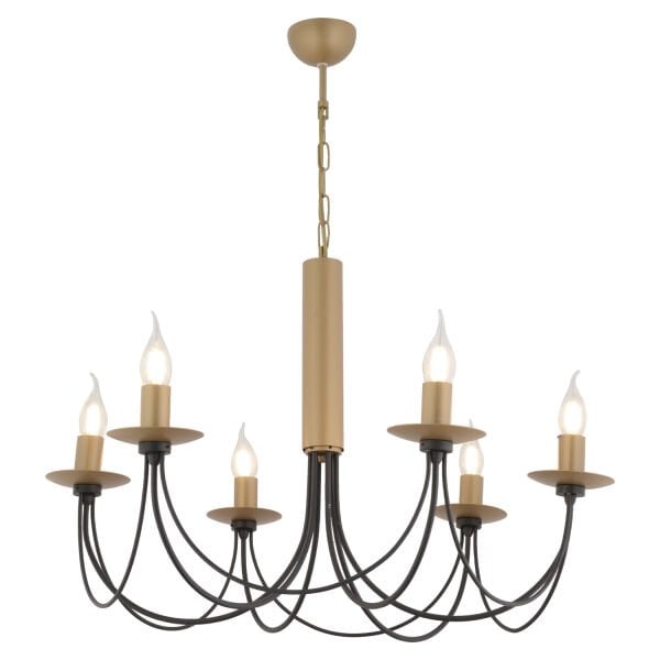 Joyce 6'lı Siyah Eskitme Yuvarlak Modern Oturma Odası Salon Avize