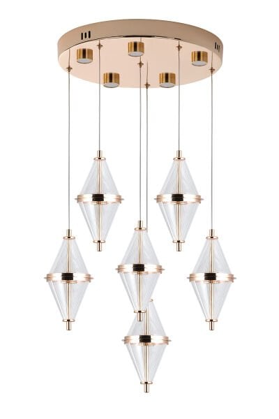 Harold 6'Lı 40 Watt Yuvarlak Gold Ledli Modern  Salon Avize