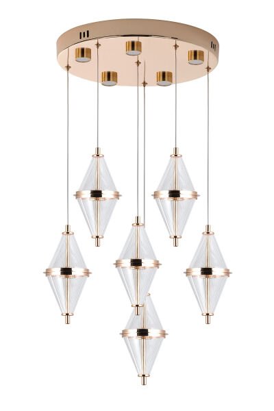 Harold 6'Lı 40 Watt Yuvarlak Gold Ledli Modern  Salon Avize