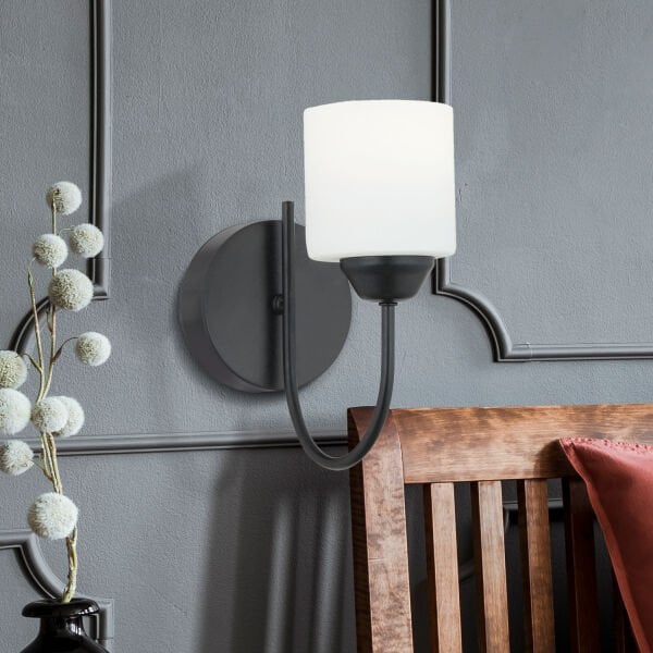 Esila Siyah Boyalı Duvar Lambası Yatak Odası-Yatak Başı-Banyo İçin Modern Aplik