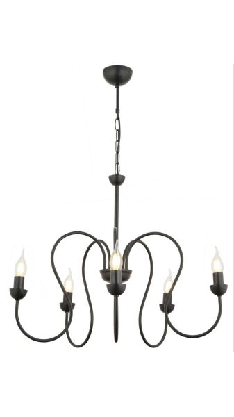 Flor 5Li Siyah Modern Yatak Odası Mutfak Salon Avize