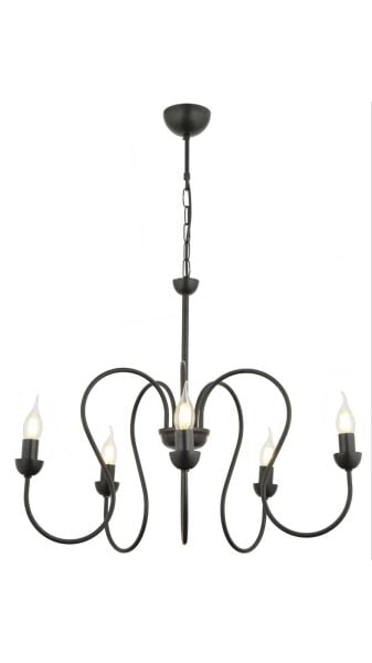 Flor 5Li Siyah Modern Yatak Odası Mutfak Salon Avize