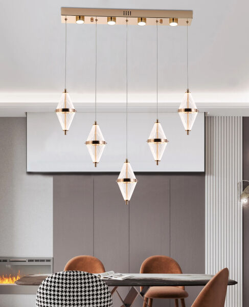 Harold 5'Li 37 Watt Sıralı Gold Ledli Modern Salon Avize