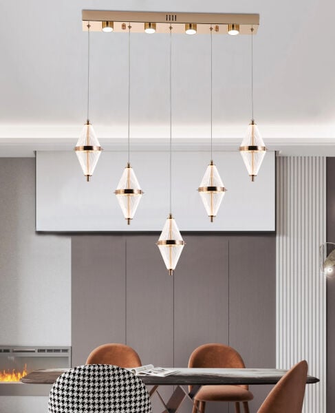 Harold 5'Li 37 Watt Sıralı Gold Ledli Modern Salon Avize