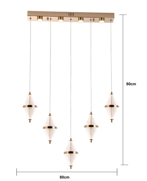 Harold 5'Li 37 Watt Sıralı Gold Ledli Modern Salon Avize