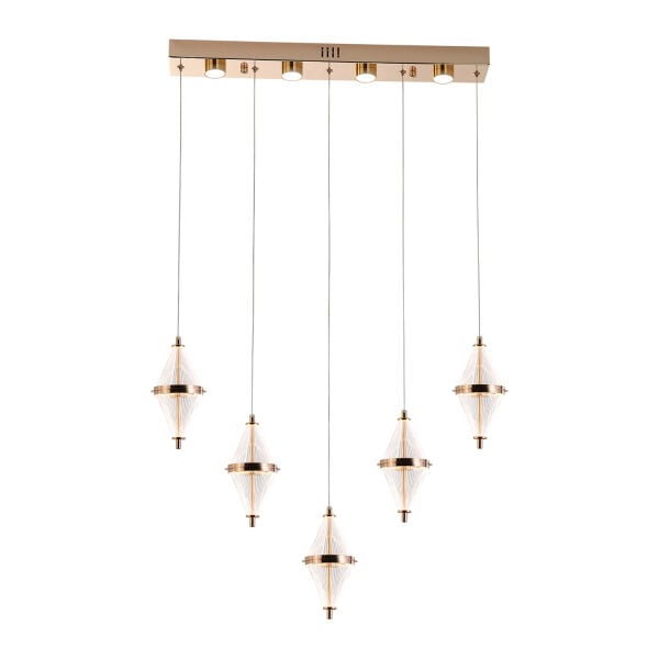 Harold 5'Li 37 Watt Sıralı Gold Ledli Modern Salon Avize