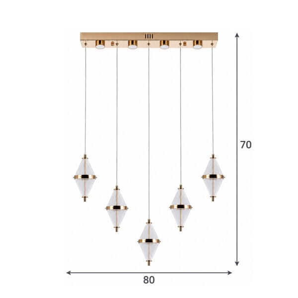 Harold 5'Li 37 Watt Sıralı Gold Ledli Modern Salon Avize