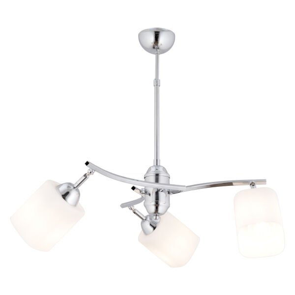 Abbey 3'lü Krom Beyaz Camlı Yuvarlak Modern Oturma Odası Spot Salon Avize