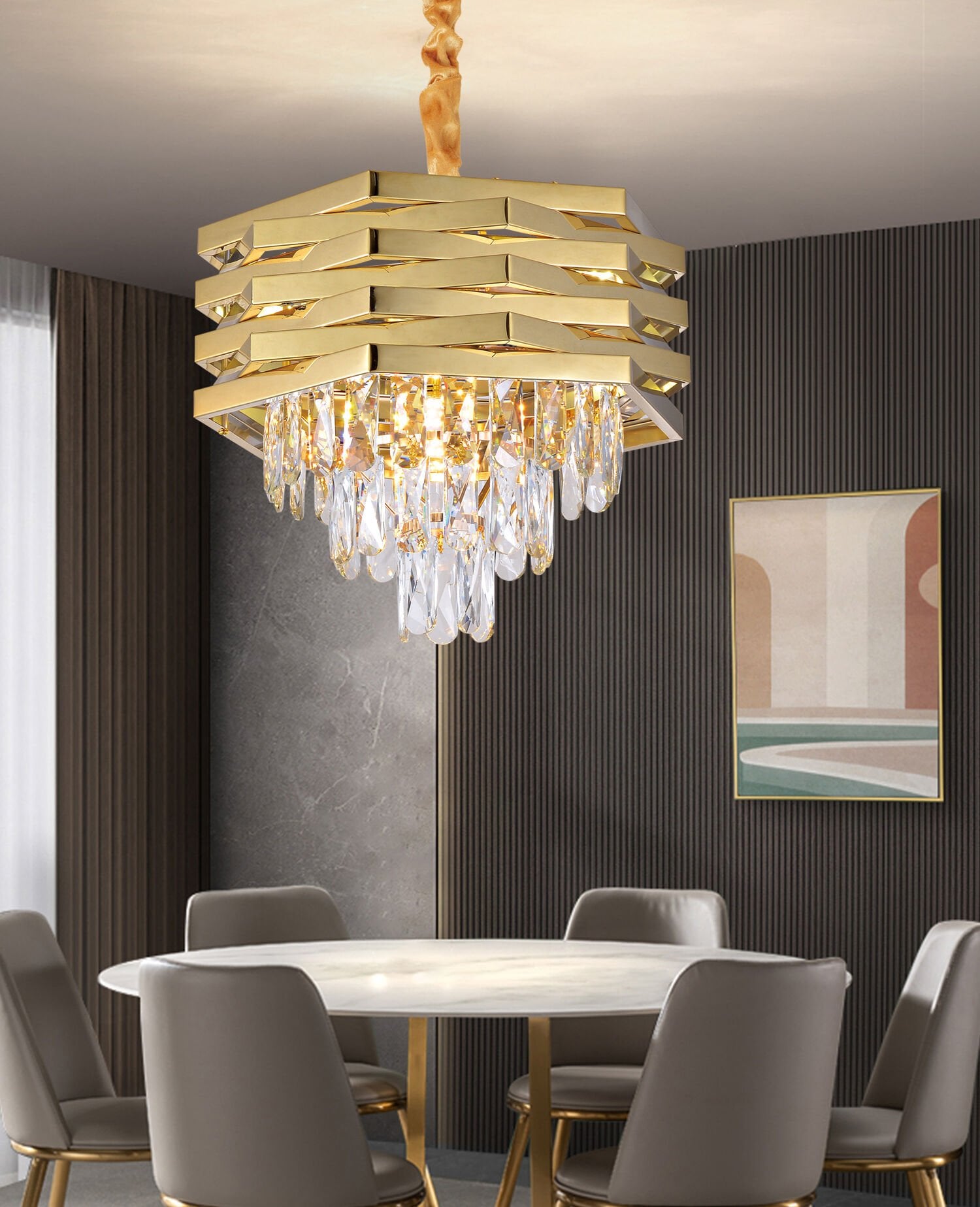 Corde 40'Lık Gold Kaplamalı Kristal Avize