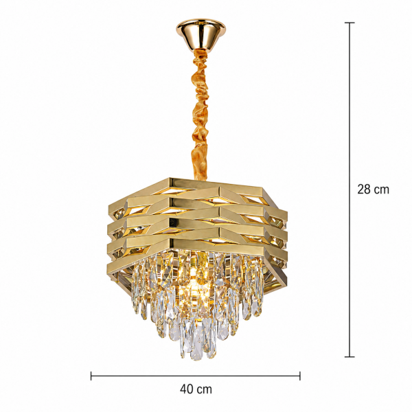 Corde 40'Lık Gold Kaplamalı Kristal Avize