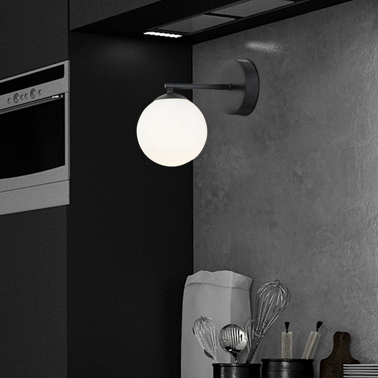 Elvin Siyah Duvar Lambası Yatak Odası-Yatak Başı-Banyo İçin Modern Retro Aplik