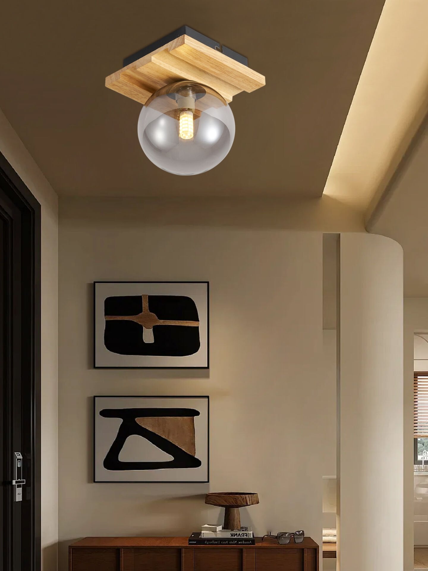 Meggy Tekli Ahşap Plafonyer Avize