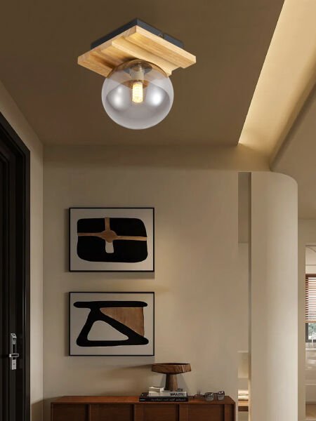 Meggy Tekli Ahşap Plafonyer Avize