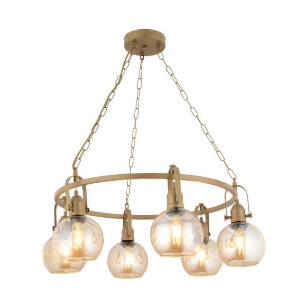 Cherish 6'lı Yuvarlak Eskitme Bal Camlı Modern Oturma Odası Salon Avize