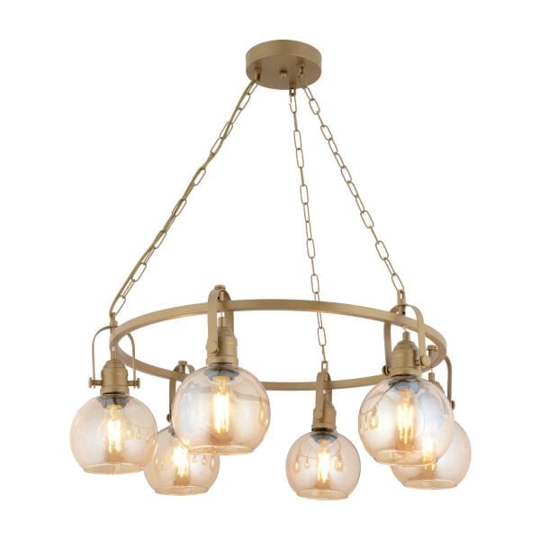 Cherish 6'lı Yuvarlak Eskitme Bal Camlı Modern Oturma Odası Salon Avize