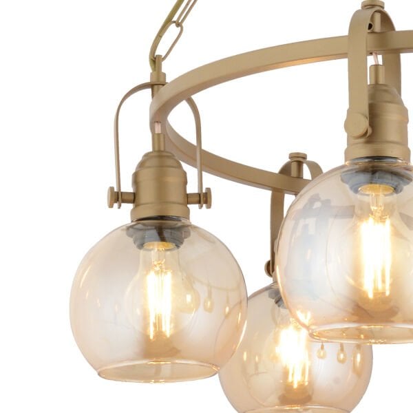 Cherish 6'lı Yuvarlak Eskitme Bal Camlı Modern Oturma Odası Salon Avize