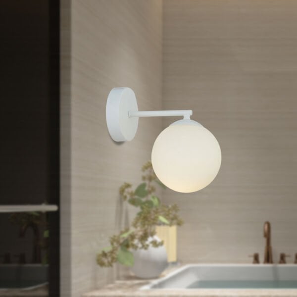 Elvin Beyaz Duvar Lambası Yatak Odası-Yatak Başı-Banyo İçin Modern Aplik